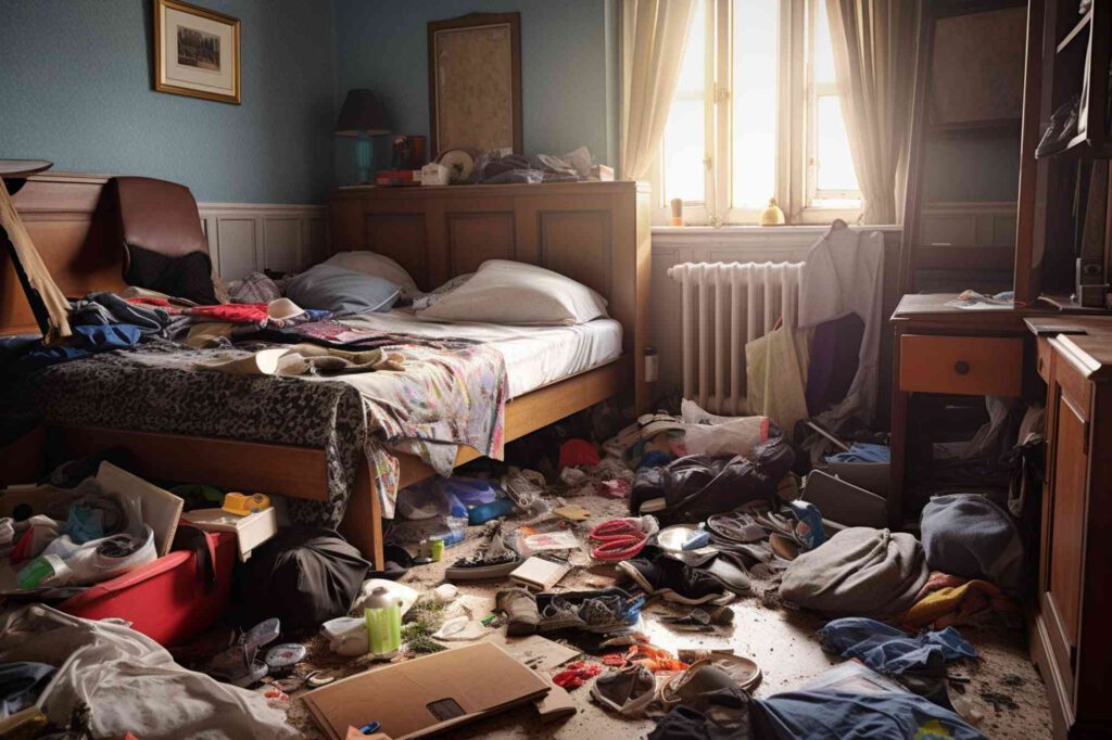 verdrecktes Schlafzimmer